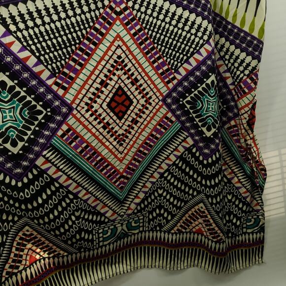 Winlar Layla Caftan Coverup Womens One Size Multicolor Boho Geometric Side Slit - Picture 6 of 7